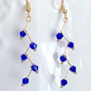 New Glass Crystal Cascade Vine Dangling Handmade 18k gold plated hook Earrings